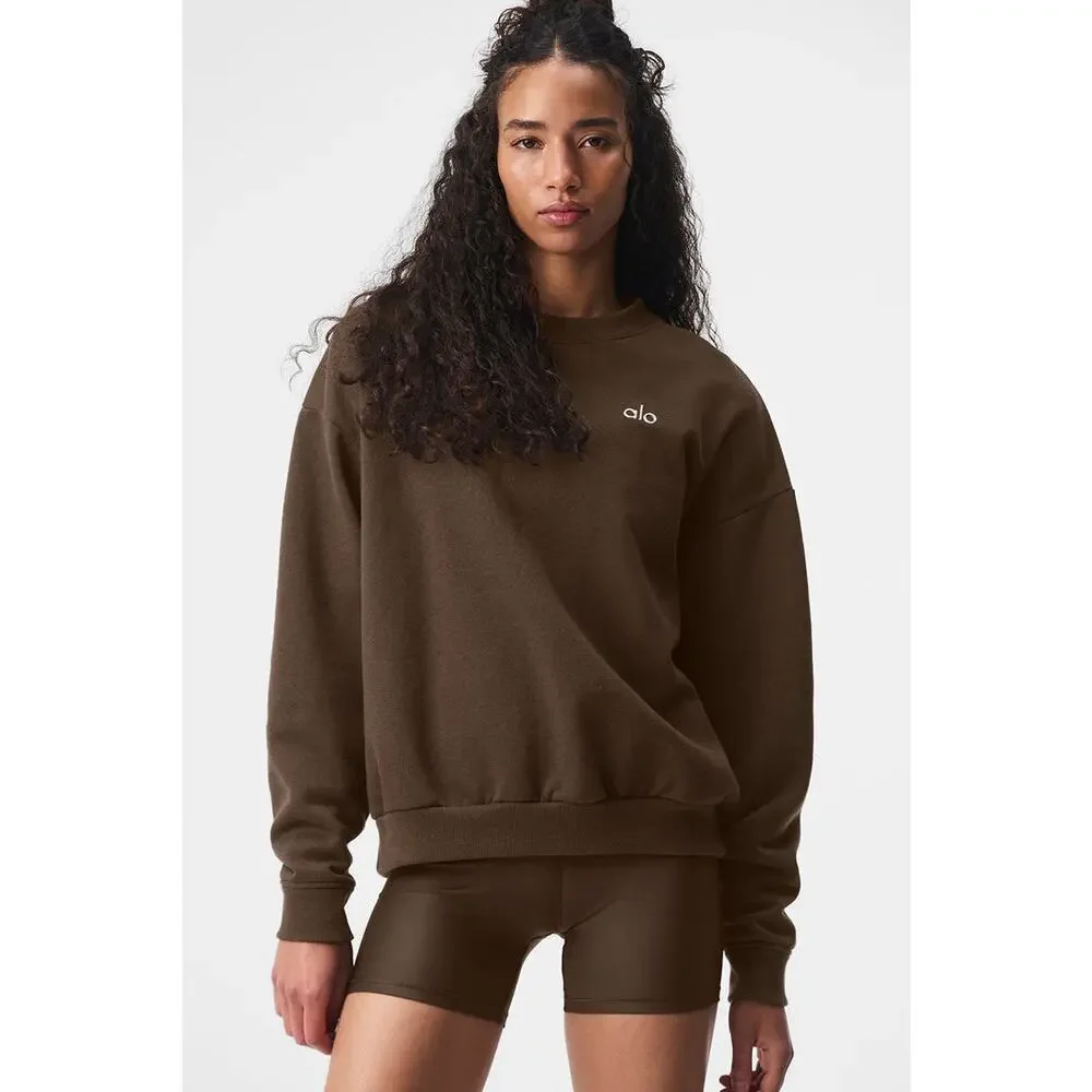 Alo Yoga Accolade Crewneck Espresso Oversized‎ Cozy Minimal Luxe Cozy Medium